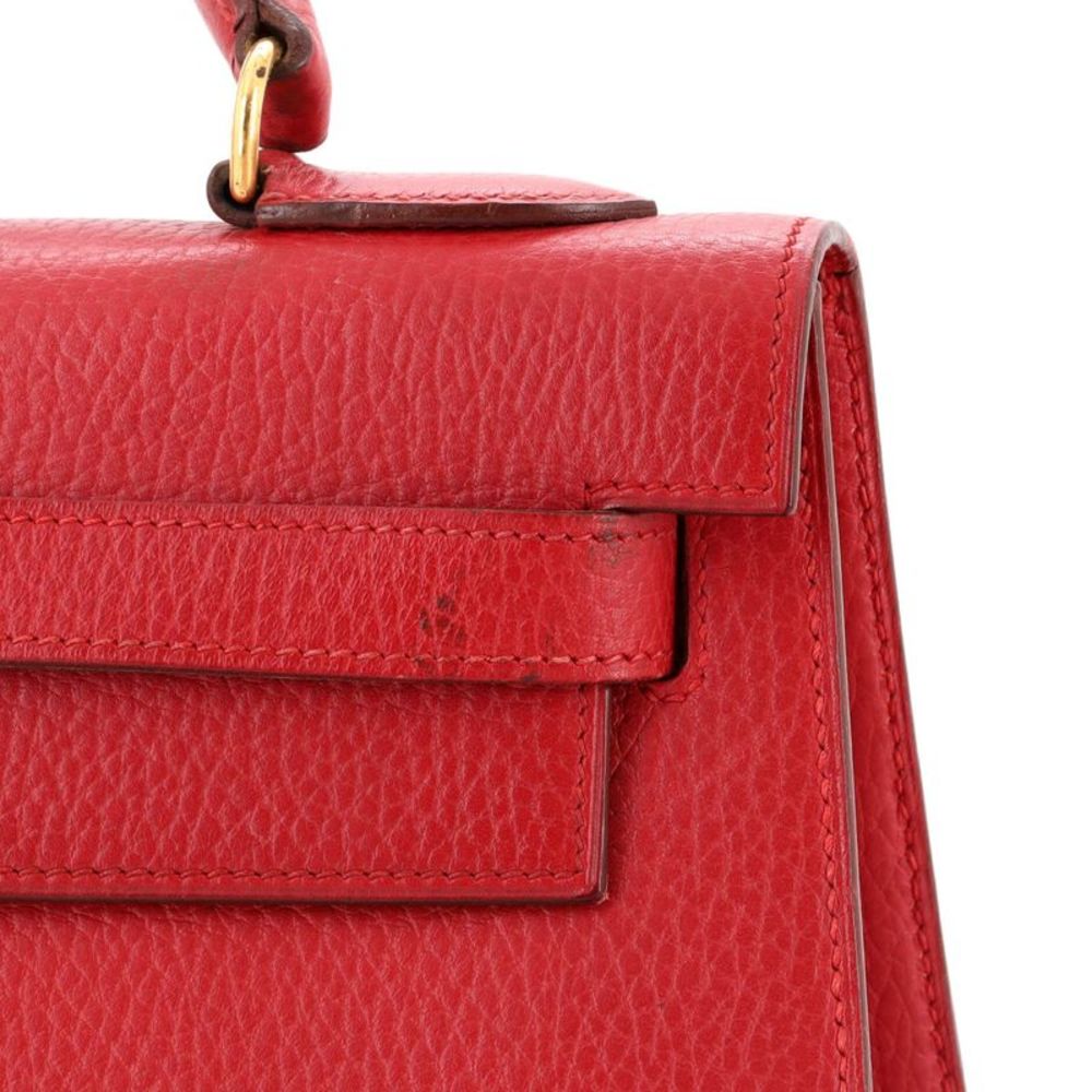 Hermes Kelly Handbag Rouge Vif Ardennes with Gold Hardware 32 Red - Picture 9 of 10